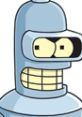 Iconic Bender from Futurama, Seasons 1 and 2, showcasing his signature grin and distinctive robotic features.