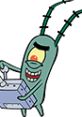 Plankton from SpongeBob SquarePants holding a device, showcasing his mischievous personality in SuperSponge.