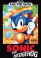 Cover art for Sonic the Hedgehog 1 on Sega Genesis featuring Sonic in a colorful environment. Classic retro gaming design.