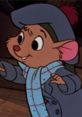 Olivia Flaversham, a charming character from Disney's The Great Mouse Detective, smiles in her signature attire.