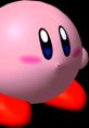 Kirby character from Super Smash Bros. Melee, featuring a cute pink design with red shoes and large expressive eyes.