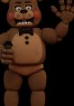 Toy Freddy from FNAF 2 waves cheerfully, holding a microphone, showcasing his playful, vintage style and animated charm.