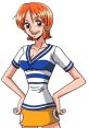 Nami from One Piece in a sporty outfit, showcasing her confidence and vibrant personality as a skilled navigator.