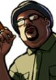 Big Smoke from Grand Theft Auto: San Andreas holding a cigar, showcasing his distinct attire and personality.