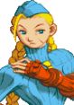 Cammy White in her iconic blue outfit from X-Men vs. Street Fighter, showcasing her fierce expression and braided hair.