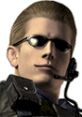 Albert Wesker from Resident Evil wearing sunglasses and tactical gear, showcasing his iconic confident expression.