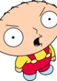 Stewie Griffin from Family Guy in his iconic red overalls, expressing a dramatic reaction in Season 3.