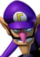 Waluigi's mischievous grin showcases his iconic purple hat in Mario Kart: Double Dash, perfect for racing adventures.