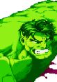 Pixel art of the Incredible Hulk showcasing his iconic green form and fierce expression, embodying Marvel Super Heroes' power.