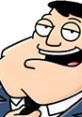 Stan Smith from American Dad, Seasons 1 and 2, displaying his signature confident smile in a suit.