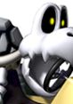 Close-up of Dry Bones character from Mario Kart DS, featuring a skeletal design with glowing yellow eyes and menacing grin.