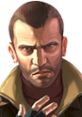 Niko Bellic from Grand Theft Auto IV, featuring a serious expression and dark clothing, embodies the game's intense storyline.