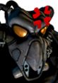 Enclave Soldier from Fallout 2, showcasing a menacing helmet with glowing eyes and detailed armor.