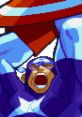 Captain America from Marvel vs. Capcom, in pixel art style, raises his iconic shield with a fierce expression.