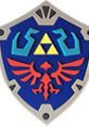 Iconic Hylian Shield featuring Triforce symbol and red eagle design, representing Zelda II: The Adventure of Link's legacy.