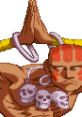 Dhalsim character design from X-Men vs. Street Fighter, featuring traditional elements and iconic skull motifs.