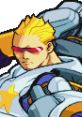 Pixel art of Captain Commando from Marvel vs. Capcom, showcasing his iconic hairstyle and futuristic outfit.