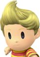 Lucas from Super Smash Bros. Brawl, featuring his distinctive hairstyle and striped shirt, ready for battle.