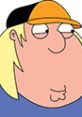 Chris Griffin from Family Guy in seasons 4 and 5, wearing a baseball cap and a blue shirt, showing his unique humor.