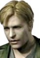 Portrait of James Sunderland from Silent Hill 2, showcasing his iconic look and expression of determination.