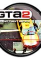 Grand Theft Auto 2 logo featuring a target on a yellow taxi, capturing the game's intense urban action and style.