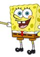 SpongeBob SquarePants enthusiastically pointing in a scene from Battle for Bikini Bottom, showcasing his fun and playful character.