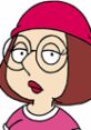 Meg Griffin from Family Guy in her iconic pink outfit, featuring her signature red beanie and round glasses.