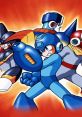 Mega Man 2 characters ready for action, showcasing the classic robot heroes against a dynamic orange background.