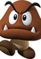 Angry Goomba character from Super Mario 64, showcasing its signature frown and aggressive stance in vibrant colors.