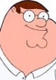 Peter Griffin from Family Guy, smiling in his classic white shirt, Season 5 character design. Iconic animated comedy moment.