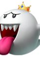 King Boo from Mario Kart Wii, showcasing his iconic crown and mischievous expression with a playful tongue out.