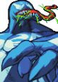 Venom from Marvel vs. Capcom displaying his iconic look with a menacing grin and serpentine tongue.