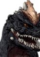 Close-up of SpaceGodzilla's fierce expression, showcasing sharp teeth and distinctive armor. Iconic kaiju design details highlighted.