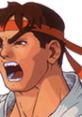 Ryu from Street Fighter EX, showcasing intense expression and determination, wearing his iconic red headband.