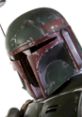 Boba Fett's iconic helmet, showcasing battle damage from Star Wars Jedi Knight - Jedi Academy, evokes bounty hunter strength.