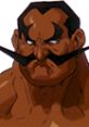 Darun Mister from Street Fighter EX, showcasing his signature strong build and distinctive mustache in vibrant pixel art.