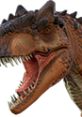 Ferocious Allosaurus close-up showcasing detailed scales and sharp teeth, highlighting its predatory nature in the Jurassic era.