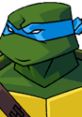 Leonardo from Teenage Mutant Ninja Turtles, characterized by his blue mask and strong, determined expression.