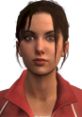 Zoey from Left 4 Dead, a survivor character with a determined expression, wearing a red jacket.