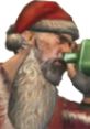 Bum Santa from Bully, depicted with a green bottle, showcasing a unique, humorous take on the classic holiday figure.