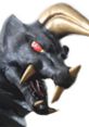 Close-up of Black King from Ultraman, featuring fierce expression, sharp teeth, and distinctive golden horns.