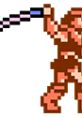 Character from Castlevania III: Dracula's Curse wielding a whip, showcasing classic 8-bit pixel art style and retro gaming nostalgia.