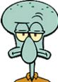 Squidward Tentacles from "Battle for Bikini Bottom," expressing his signature bored attitude and iconic features.