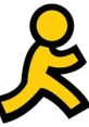 AOL Instant Messenger logo featuring a yellow running figure, symbolizing connectivity and communication in the digital age.