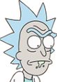 Rick Sanchez from Rick and Morty Season 1, showcasing his iconic spiky blue hair and quirky expression.