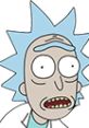 Rick Sanchez from Rick and Morty Season 2 with wild blue hair and a shocked expression, showcasing his quirky character.