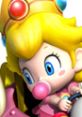 Baby Peach from Mario Kart Wii, featuring her playful expression and iconic pink outfit with a crown.