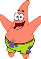 Patrick Star cheerfully poses with arms raised, embodying his playful spirit from SpongeBob SquarePants - SuperSponge.