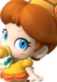 Cute Baby Daisy from Mario Kart Wii waves with her bright blue eyes and signature yellow outfit. Perfect for fans!