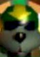 Bill Grey from Star Fox 64, characterized by his green helmet and dark shades, showcasing his unique and iconic design.